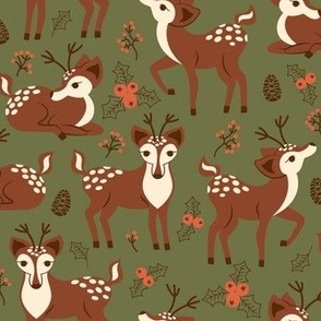 Winter Wonderland - Christmas - Darling Deer - Green