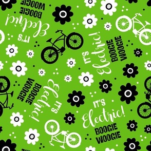 Large Scale It's Electric Boogie Woogie EBike Floral on Lime Green