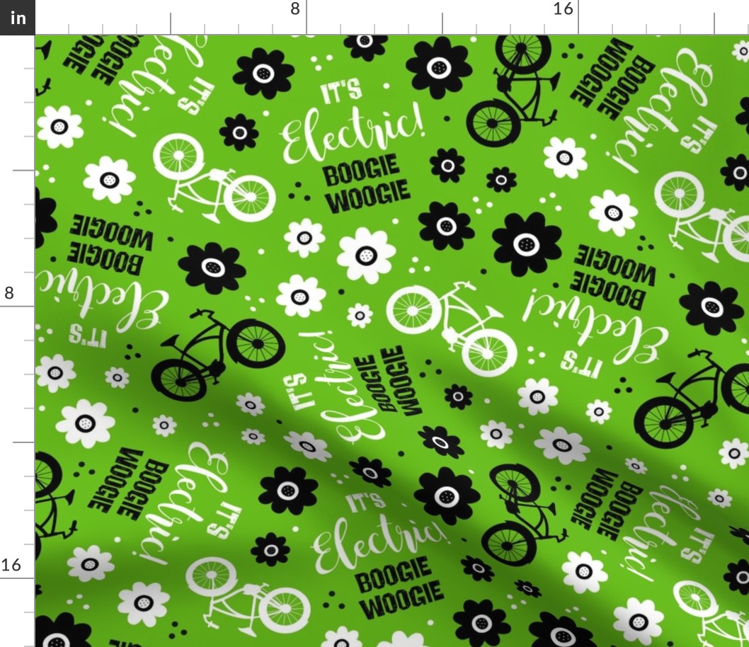 Large Scale It's Electric Boogie Woogie EBike Floral on Lime Green