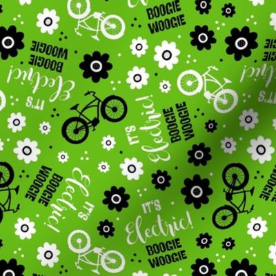 Medium Scale It's Electric Boogie Woogie EBike Floral on Lime Green