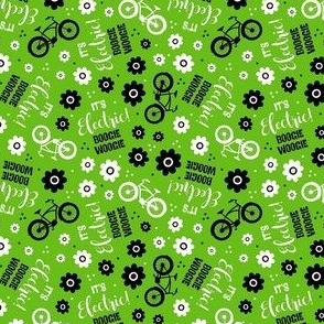 Small Scale It's Electric Boogie Woogie EBike Floral on Lime Green