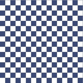 Checkered - Navy Blue And White