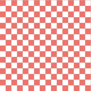 Checkered - Coral And White