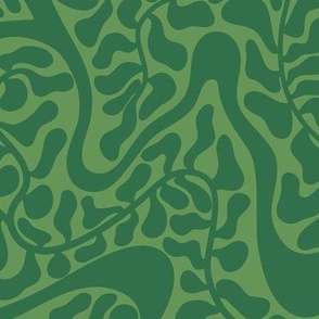 Swirly Abstract Botanicals in Emerald Green