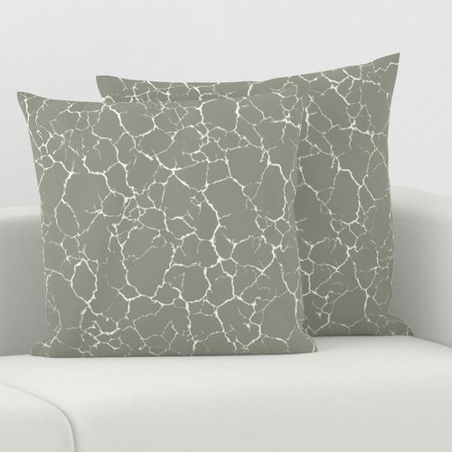 Kintsugi Cracks - Large Scale - Evergreen  Fog and White - Green Grey Gray 96998c - Crackle  