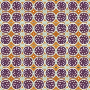 Purple dotted circle with orange background