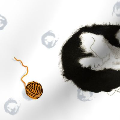 Tuxedo Cat & Ball of Yarn