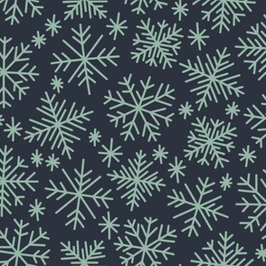 Winter Wonderland - Christmas - Soft Snowflakes - Blue + Navy