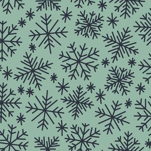 Winter Wonderland - Christmas - Soft Snowflakes - Navy + Blue