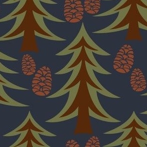 Winter Wonderland - Christmas - Tannenbaum Trees - Navy Blue