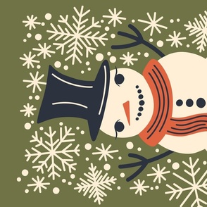 Winter Wonderland - Christmas / Season's Greetings - Snowman - Green