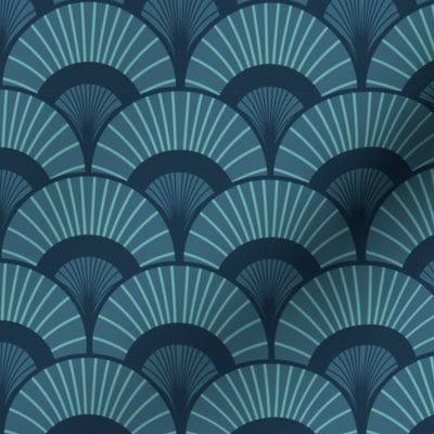 art deco blue fans