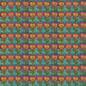 Rows of heart flowers
