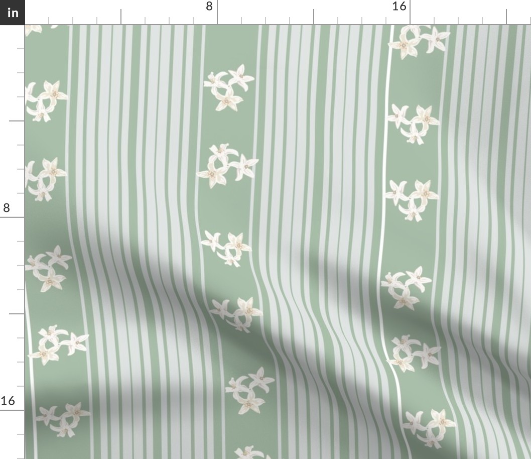 citrus flowers on stripe - mint