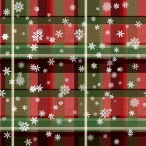 Winterly X-Mas tartan pattern with snowflakes (red|green)