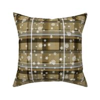 Winterly X-Mas tartan pattern with snowflakes (pure brown)