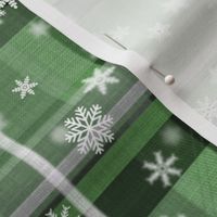 Winterly X-Mas tartan pattern with snowflakes (pure green)