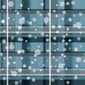 Winterly X-Mas tartan pattern with snowflakes (pure ice)