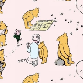 Winnie the Pooh and  Piglet on Blush Pink