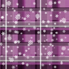 Winterly X-Mas tartan pattern with snowflakes (pure purple)