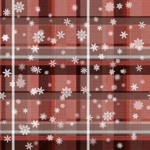 Winterly X-Mas tartan pattern with snowflakes (pure red)