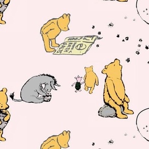 Winnie the Pooh with Eeyore on Blush Pink