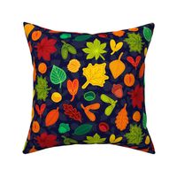 Autumn Leaves - MEDIUM  - Fall Multicolor Navy Blue