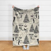 Bad Dog Holiday Party Toile - Black on Cream - Jumbo