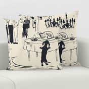 Bad Dog Holiday Party Toile - Black on Cream - Jumbo