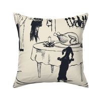 Bad Dog Holiday Party Toile - Black on Cream - Jumbo