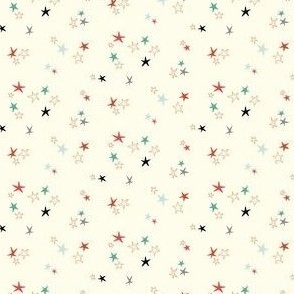 Tiny Colorful Stars on a cream background