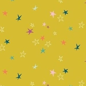 Colorful Stars on a yellow background