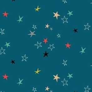 Colorful Stars on a dark blue background