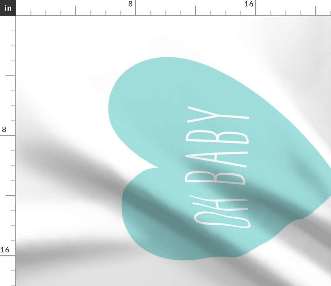 love heart fq rotated oh baby light teal