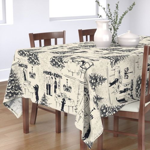 Bad Dog Holiday Party Toile - Black on Cream - Medium