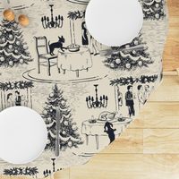 Bad Dog Holiday Party Toile - Black on Cream - Medium