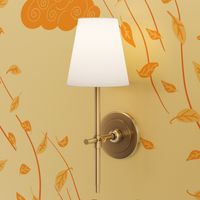 Windy Autumn yellow  flying leaves on cream / off-white - large scale