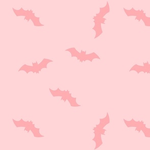 Dark pink bats on pale pink background. Halloween pink fabric with bats. Halloween wallpaper