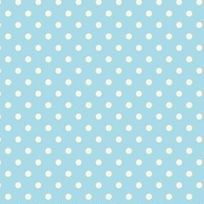 Polka dot vintage fun in cream on baby blue