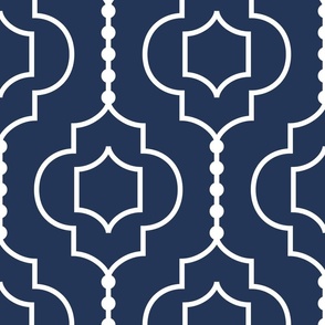 french quatrefoil JUMBO estate blue