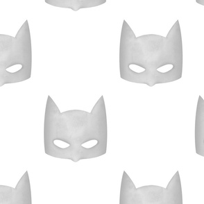 Batman mask Watercolor. Bat superhero mask grey on white