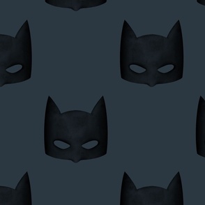 Batman mask Watercolor. Bat superhero mask black on Dark blue