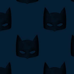 Batman mask Watercolor. Bat superhero mask black on Navy