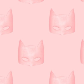 Girl batman mask Watercolor. Bat superhero mask pink on pale pink.
