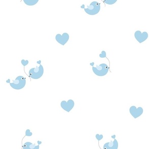 Blue Bird Hearts Love