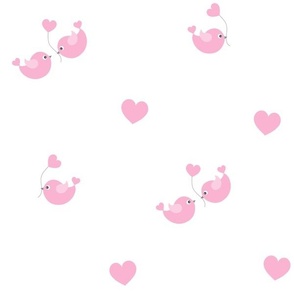 Pink Bird Hearts Love 