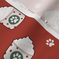 (M Scale) Pup Cup Scattered Repeat on Red