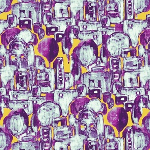 The southern city, Gray-purple buildings on a yellow background