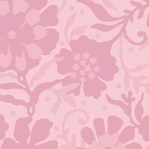 Floral naivety, Dark pink flowers on a light pink background