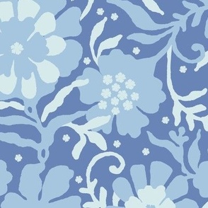 Floral naivety, Light blue flowers on a blue background